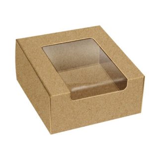Caixa Kraft c/ Janela 10x10x4cm
