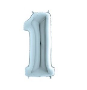 Balão N. 1 Azul Pastel Metalizado – 40″ (101 cm)