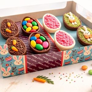 Caixa Kraft 8 ovos 50 gr Happy Easter3