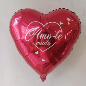 Balão Foil 18″ Coração Vermelho Personalizado + Hélio