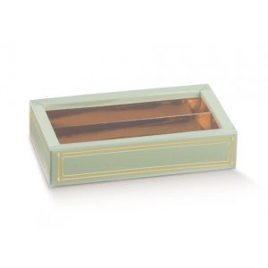 Caixa Bombons Verde Água C/ Interior Dourado