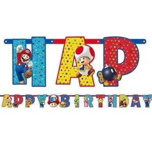 Bandeiras Happy Birthday Super Mário 1,90m