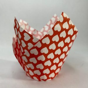 Tulipas/Formas de Papel Vermelhas c/ Corações Grandes 20uni