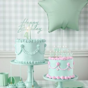 Topo Acrilico Happy Birthday Verde Menta 16.5cm