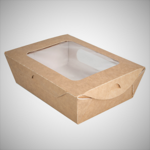 Caixa Saladeira Kraft Biolaminada com Janela, 750 ml – Pack 50 un