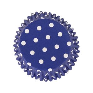 Formas p/ Cupcakes Azuis c/ Pintas Brancas 30uni