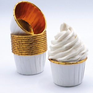 Cápsulas Cupcake Branca & Ouro