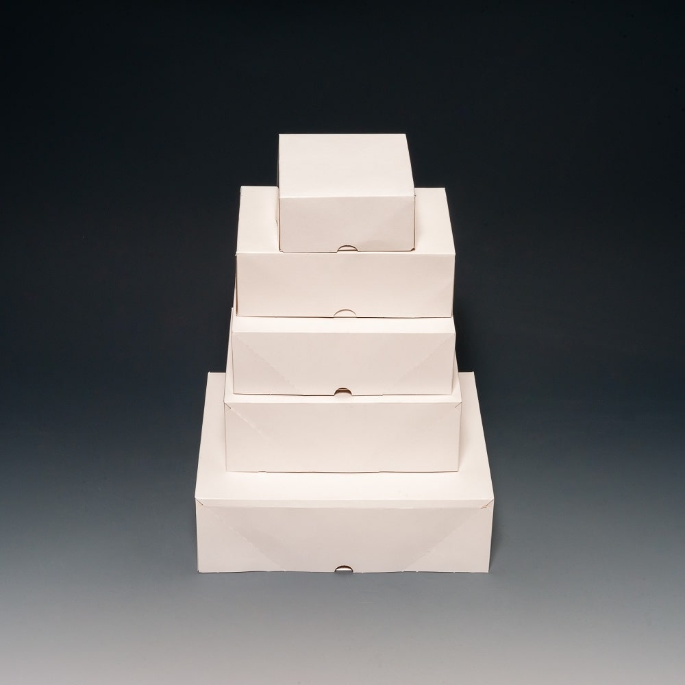 Caixas para Bolos Rectangulares em Cartolina Branca – Pack 50 un.