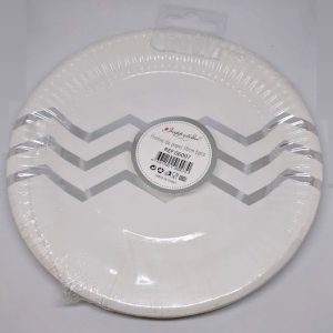 Pratos Brancos com Chevron Prateado 6 uni
