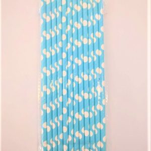 Palhas de Papel Azul Bebé com Bolinhas 12 uni