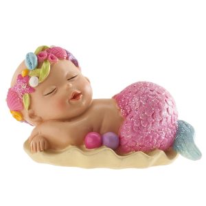 Figura Bolo Batizado Menina Pequena Sereia 10cm