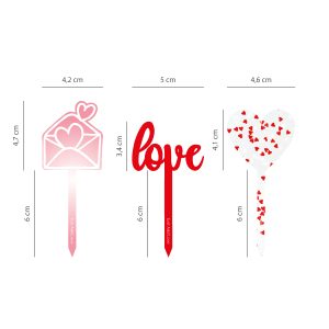Topper Cupcake Acrílico Carta de Amor 3uni