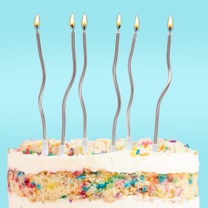 Velas Altas Torcidas Prata 6 Unid