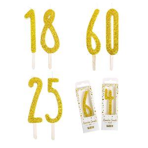 Vela Ouro Glitter Numerada PME