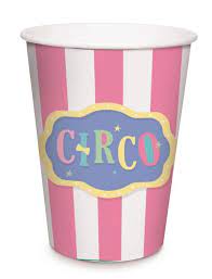 Copo Descartável Circo Rosa – 8 unidades