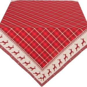 Toalha de Mesa Xadrez Vermelho c/ Renas