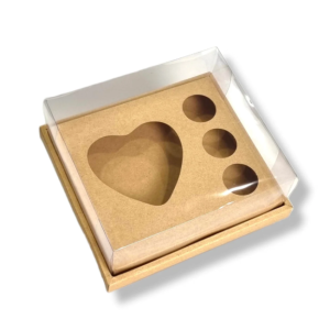 Caixa Kraft Coração 200gr + 3 Brigadeiros