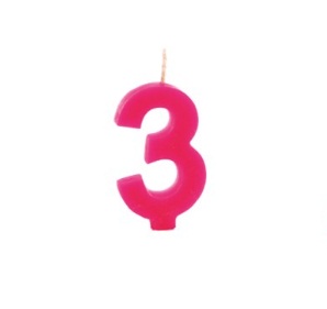 Vela de Aniversário Rosa – Nº 3