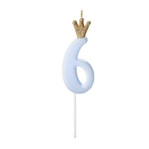 Vela nº6 Azul Bebé c/ Coroa