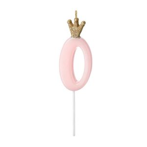 Vela nº0 Rosa Bebé c/ Coroa
