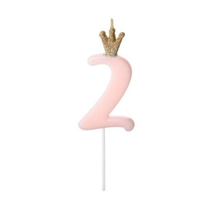 Vela nº2 Rosa Bebé c/ Coroa