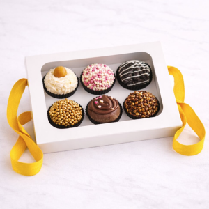 Caixa Branca C/alça Amarela p/6 Brigadeiros